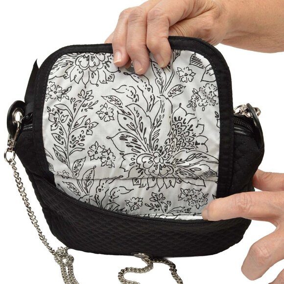 Vera Bradley Black Quilted Crossbody Chain Strap w/Leather Trim Nice - Picture 6 of 12